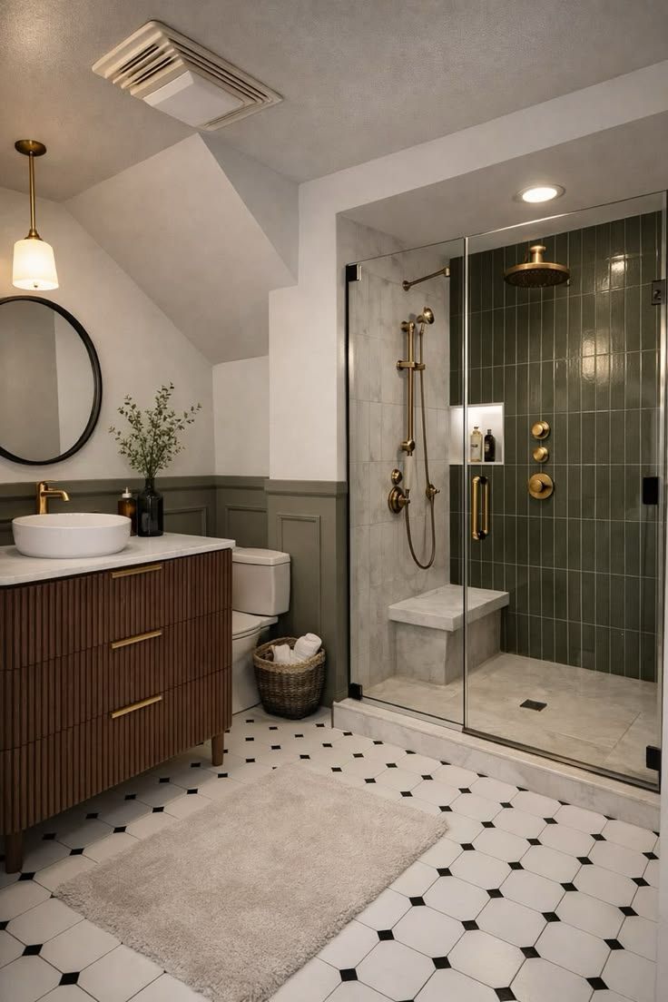 Contrasting Wall and Floor Tiles