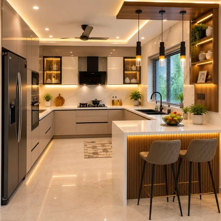 G-Shaped Modular Kitchen Layouts