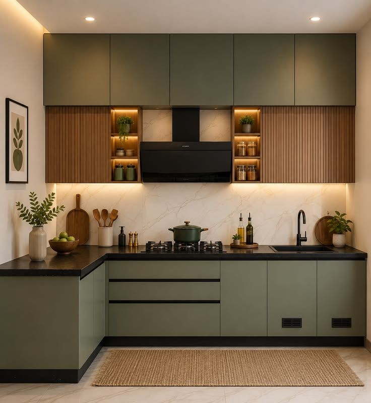 Green and Wood Kitchen Ideas