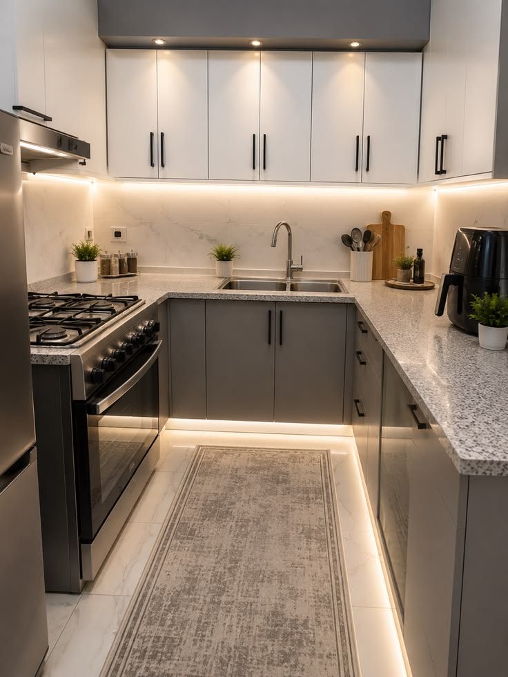 Grey and White combination Kitchen