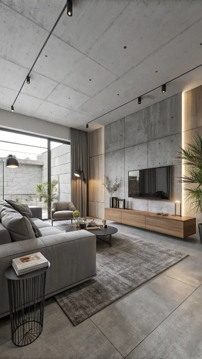 Living Room Concrete Floor Ideas