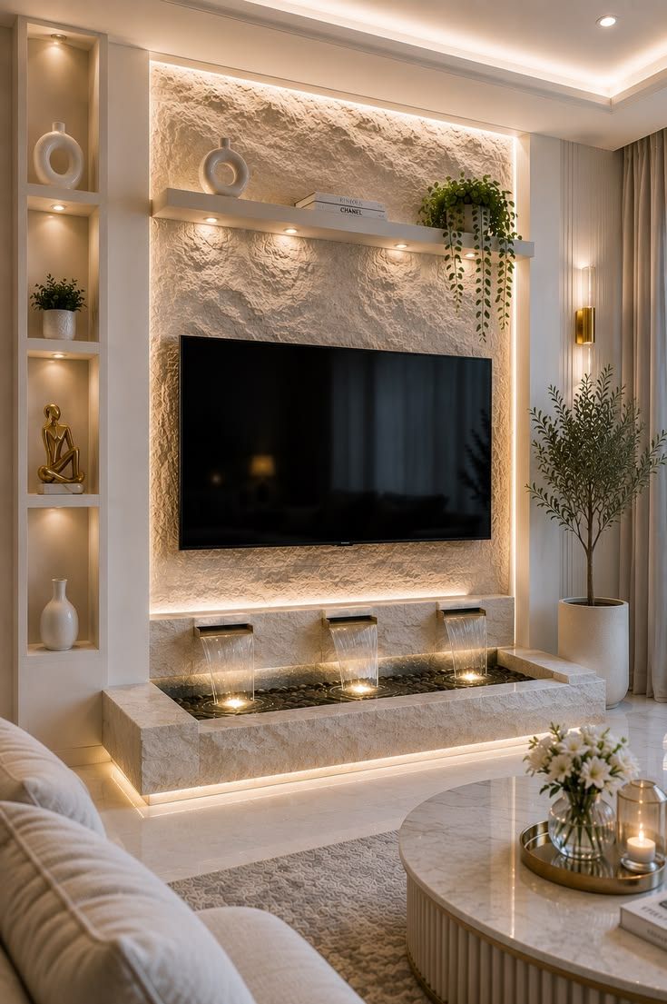 Marble and Stone TV Feature Walls
