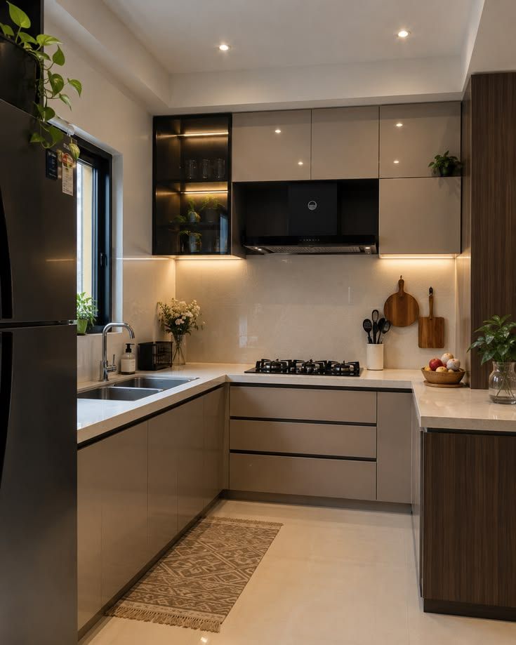 Modern L-Shaped Modular Kitchen Design