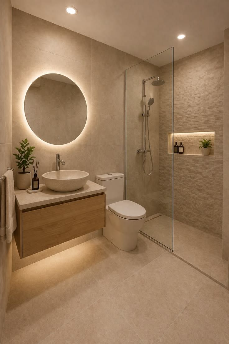 Neutral-Coloured Bathroom Tiles