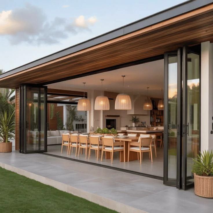 Patio and Backyard with a Slide and Fold Door Opening | Source: Pinterest