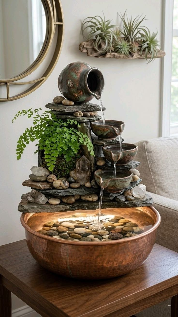 Relaxing Indoor Tabletop Water Fountain with Ferns & Crystals.jpg