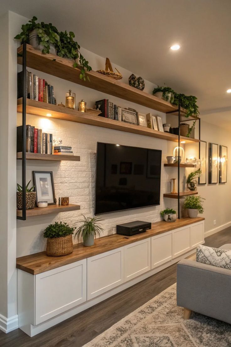 TV Walls with Open Shelving and Display Units