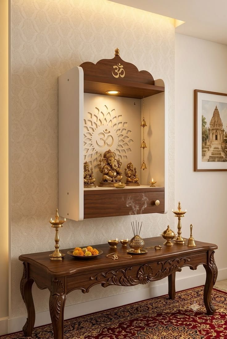 Wall-Mounted Pooja Mandir Designs for Small Spaces