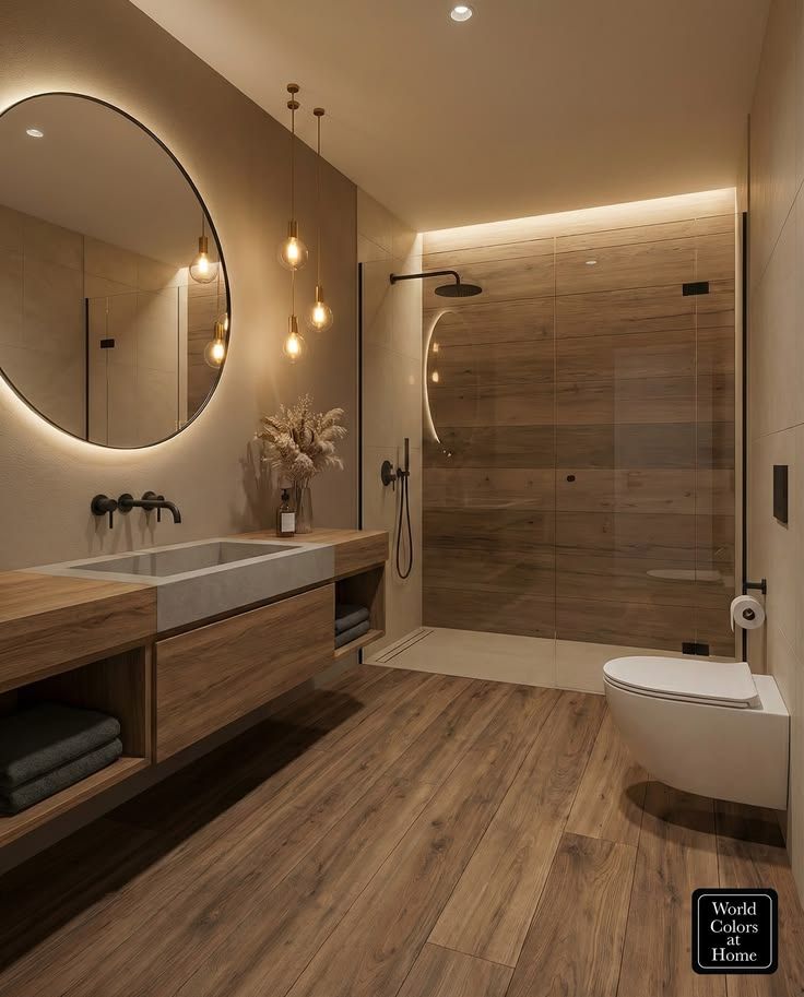 Wooden-Finish Bathroom Tiles
