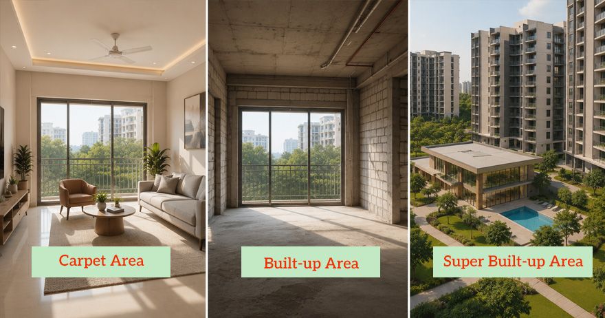 carpet area vs built-up area vs super built-up area