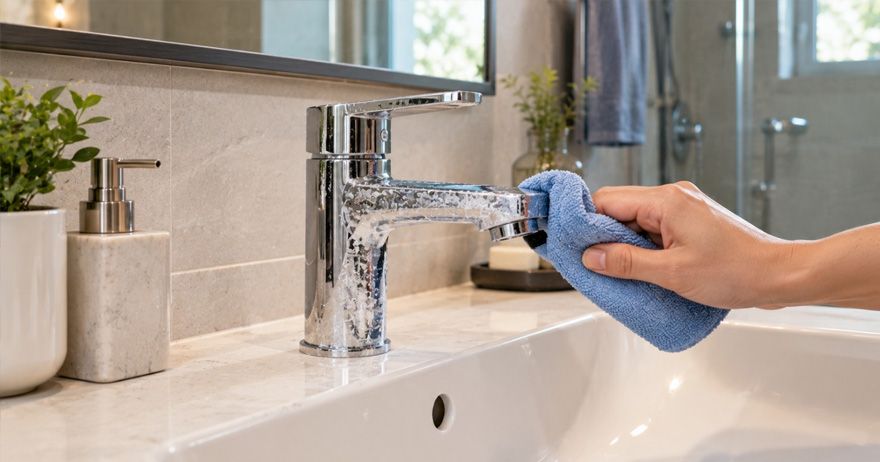Cover image for White Deposits on Taps & Tiles: Causes, Cleaning Methods & Prevention