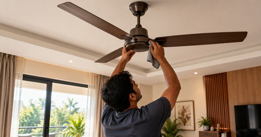 Cover image for Ceiling Fan Speed Dropping Over Time: Causes, Fixes & Maintenance Tips
