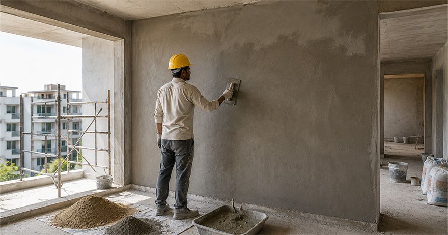 Cover image for Wall Plastering Guide 2026: Quality Checks, Curing Time & Cement-Sand Mix Ratios
