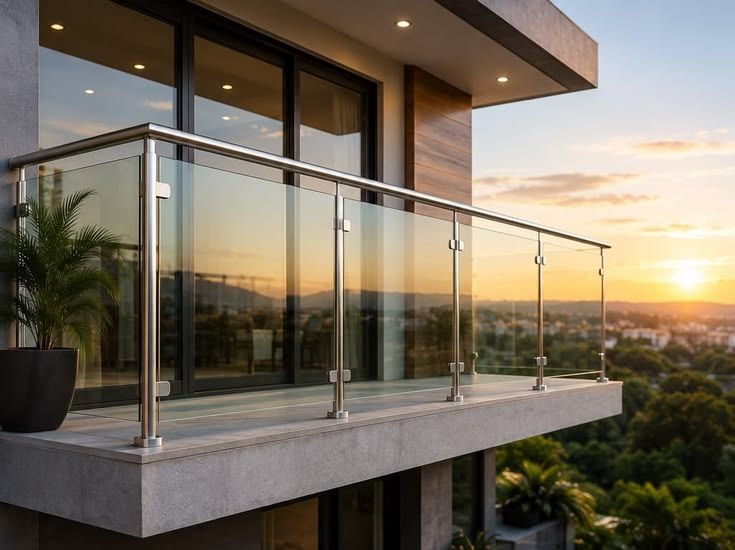 Balcony glass railing