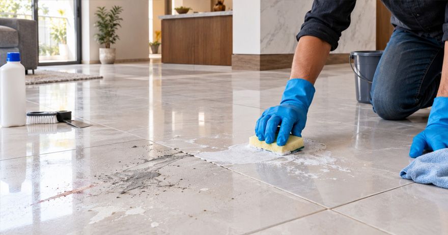 how to remove cement marks from tiles