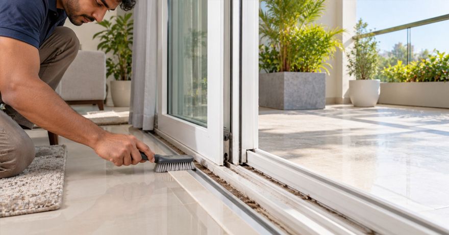sliding window track cleaning