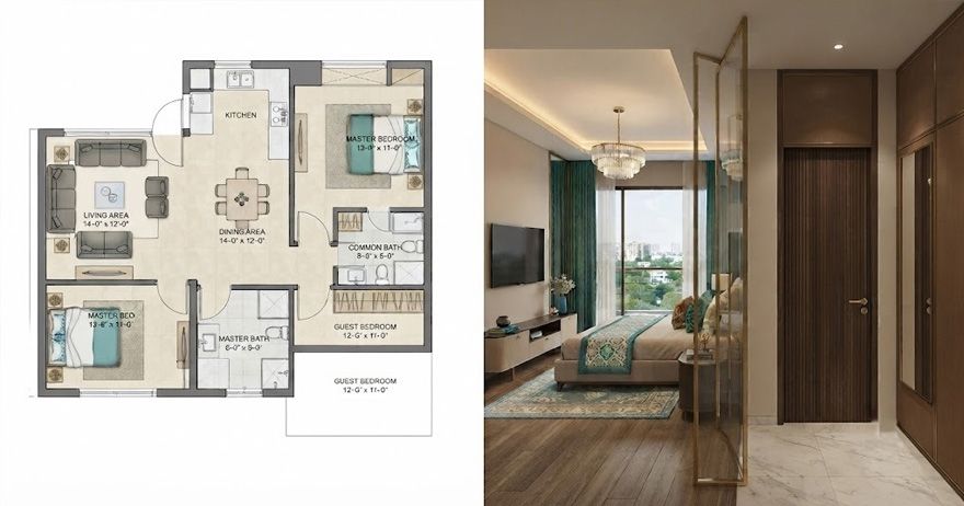 standard room and bathroom sizes in India